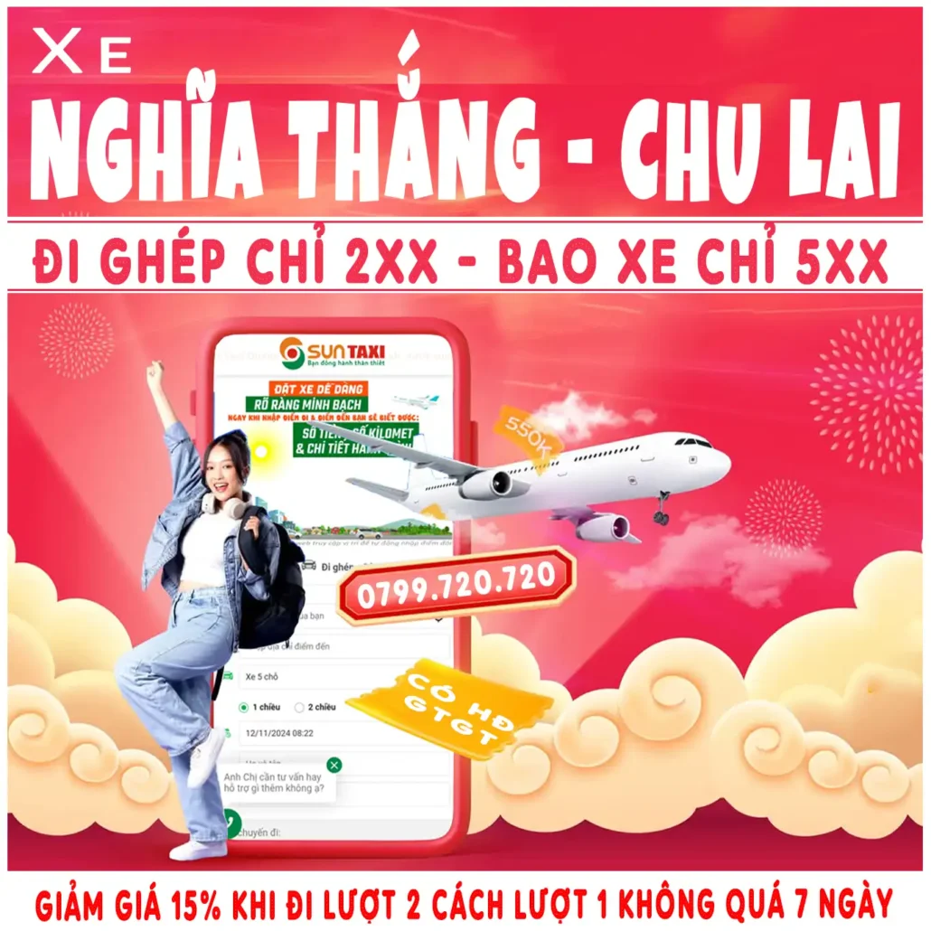Xe Taxi Nghĩa Thắng đi sân bay Chu Lai chỉ 500k