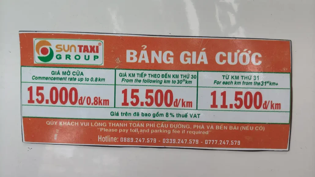 giá cước TaxiSun Quảng Ngãi
