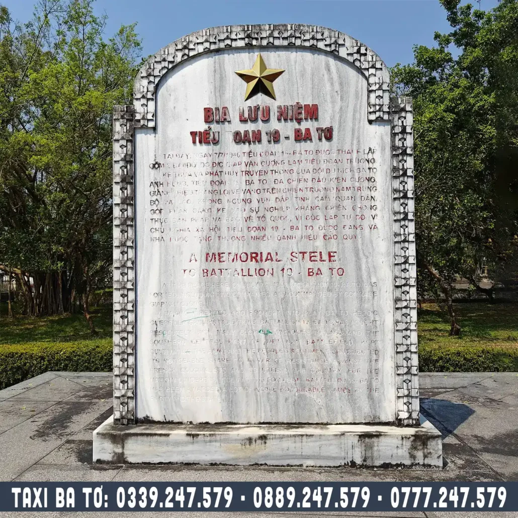 bia lưu niệm tiểu đoàn 19 ba tơ quảng ngãi sau sáp nhập 