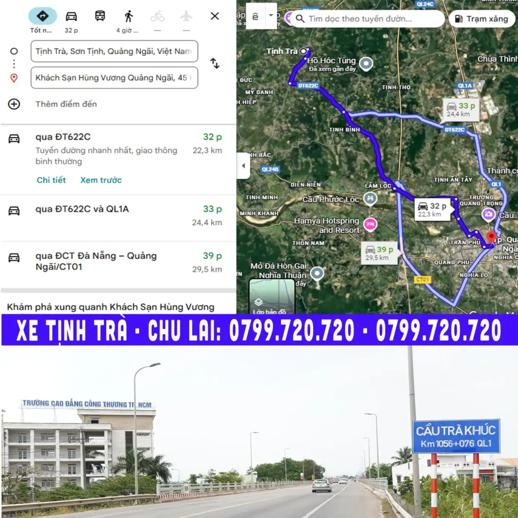 Quảng đường từ Tịnh Trà đi Quảng Ngãi là bao nhiêu km