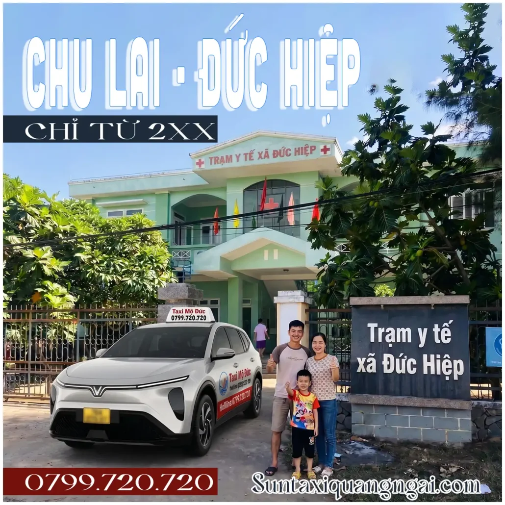 Xe Đức Hiệp đi Chu Lai bao xe trọn gói chỉ từ 5xx với Taxi Mộ Đức