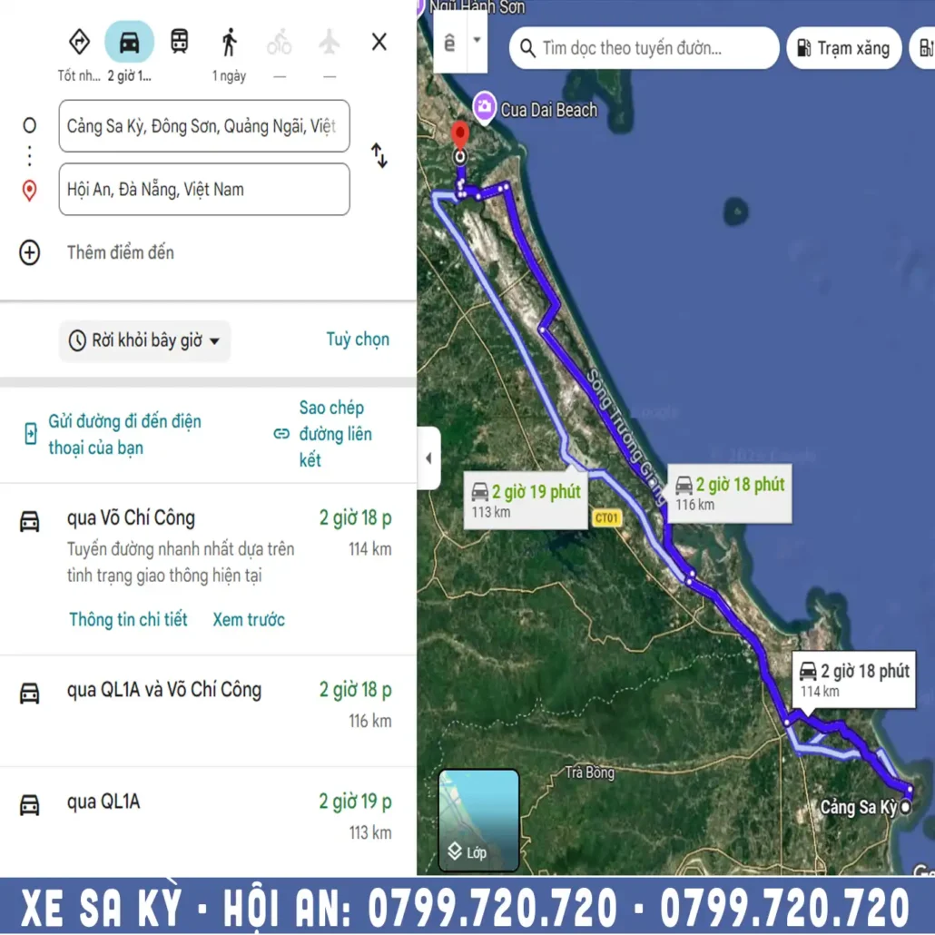 quảng đường từ cảng sa kỳ đi hội an quảng nam