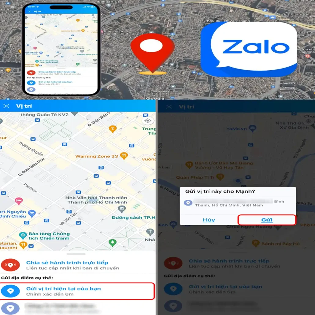 gửi vị trí cho taxi Mộ Đức