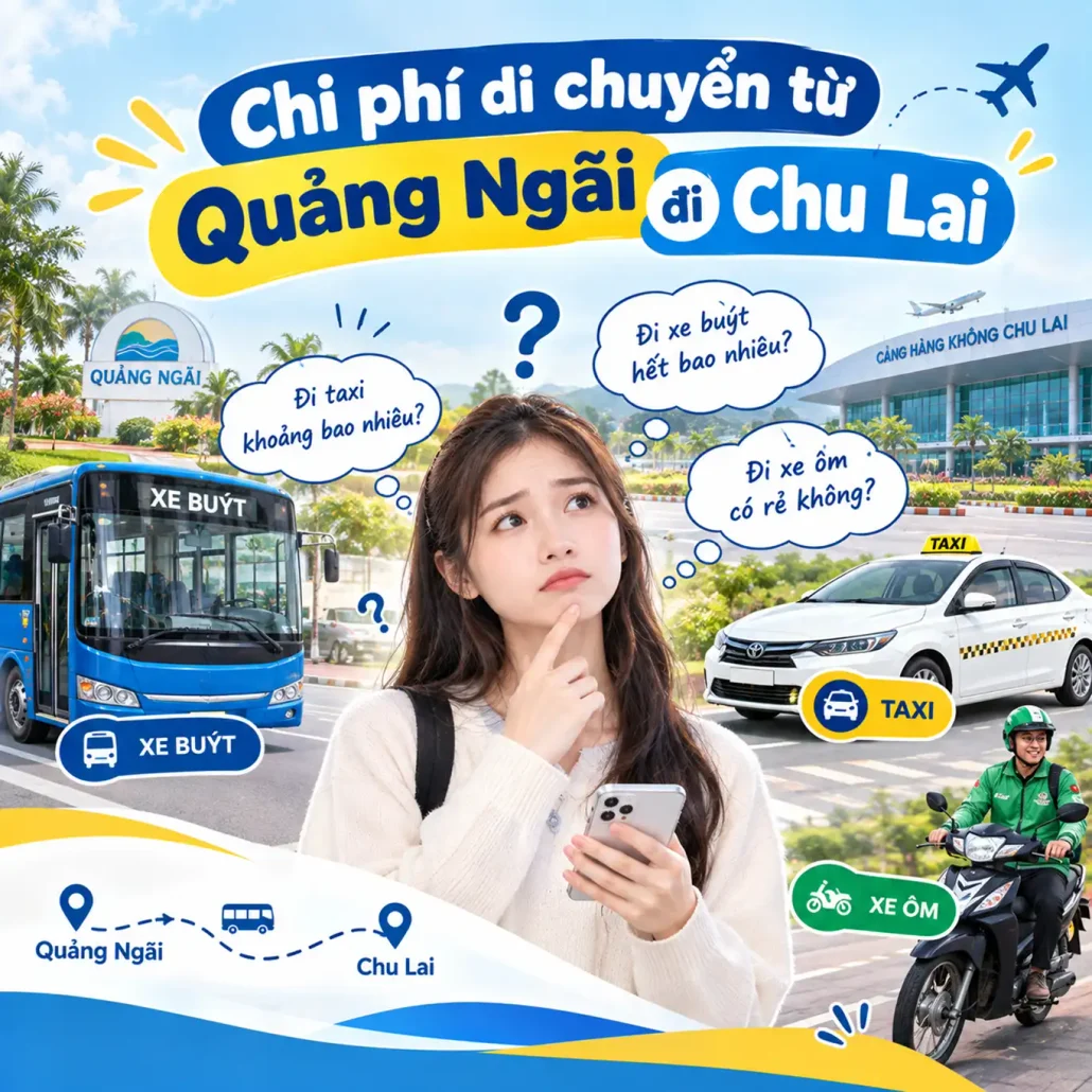 chi phí di chuyển từ quảng ngãi đi sân bay chu lai